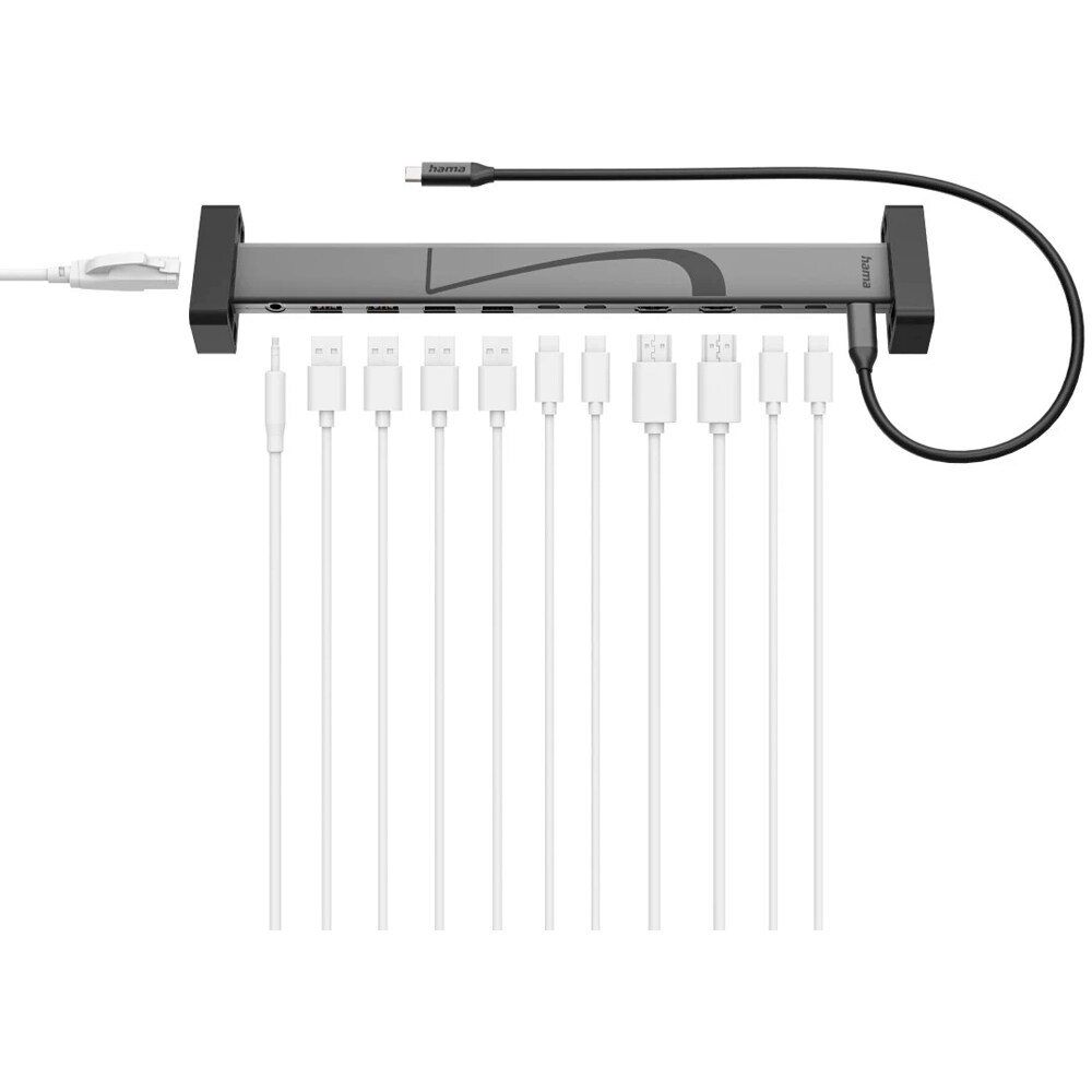HUB USB Type-C HAMA 200149, USB-C, USB-A, Ethernet, HDMI, Jack 3.5 mm, gri