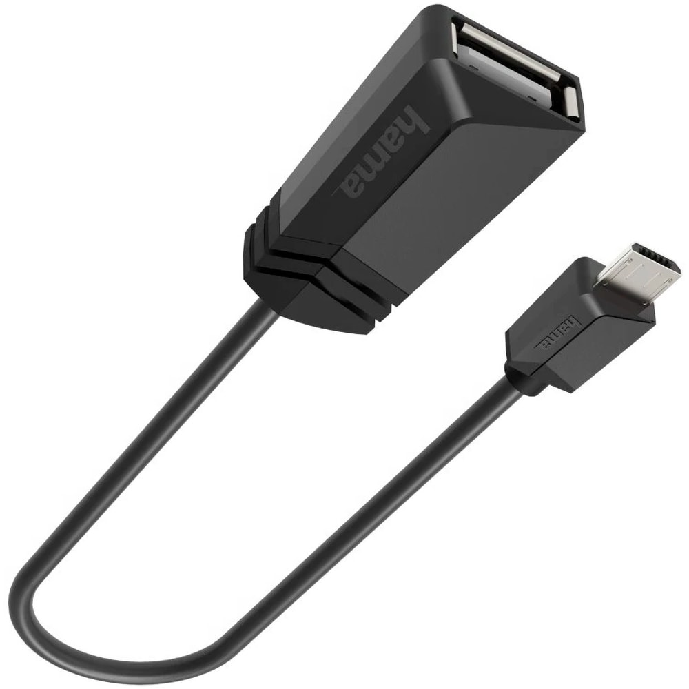 Cablu adaptor OTG USB A - micro USB B HAMA 200308, negru
