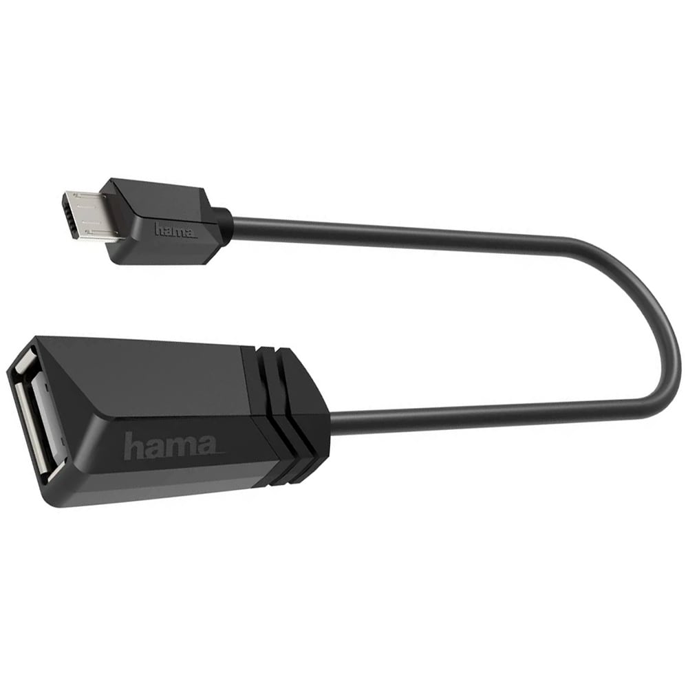 Cablu adaptor OTG USB A - micro USB B HAMA 200308, negru