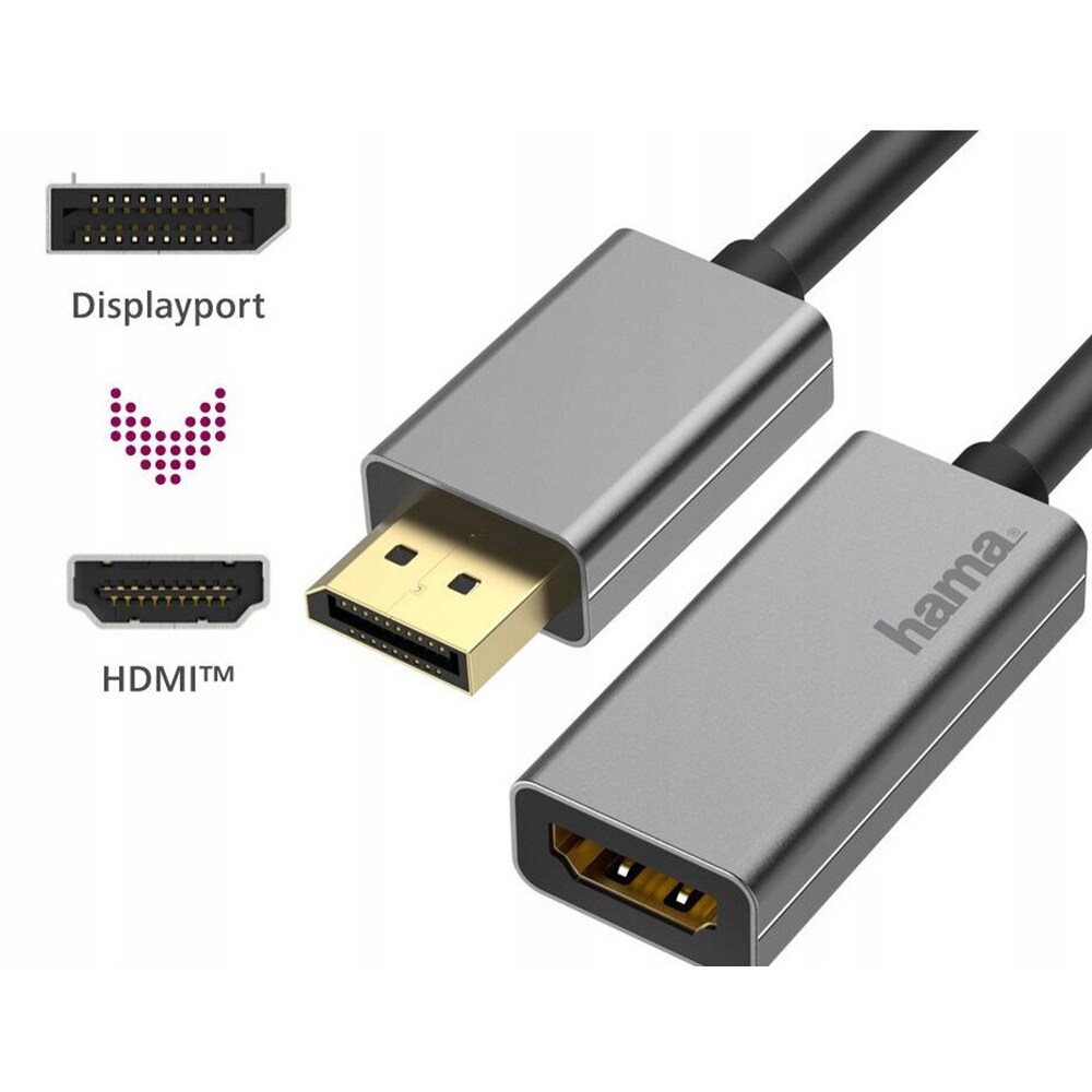 Adaptor DisplayPort - HDMI HAMA 200329, 4K/60Hz, gri