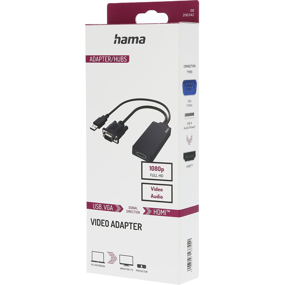 Adaptor VGA + USB - HDMI HAMA 200342, negru