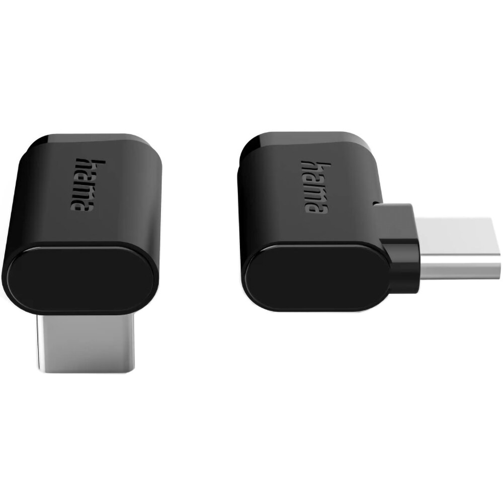 Set 2 adaptoare USB-C la 90 grade HAMA 200359, USB 3.2 Gen 2, 10 Gbps, 240W, negru