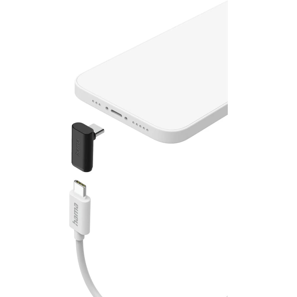 Set 2 adaptoare USB-C la 90 grade HAMA 200359, USB 3.2 Gen 2, 10 Gbps, 240W, negru