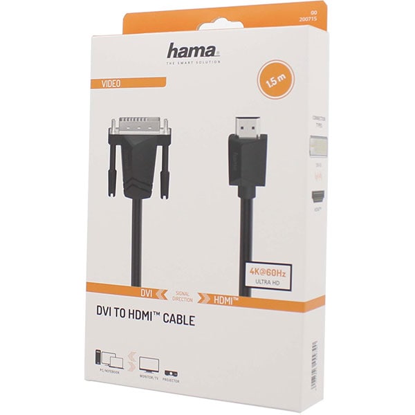 Cablu DVI - HDMI HAMA 200715, 1.5 m, negru