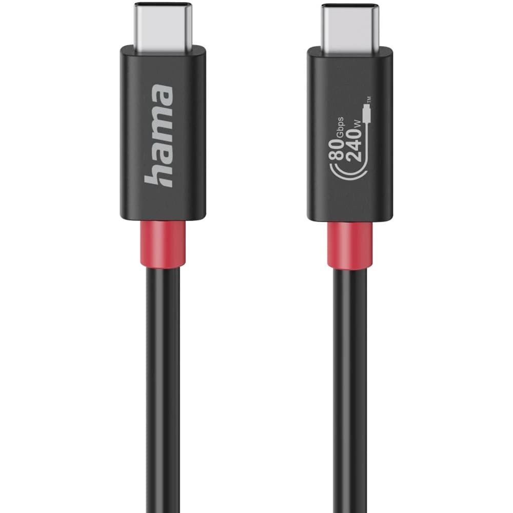 Cablu USB4 Gen4 USB-C - USB-C HAMA 200799, 80Gbps, 240W, 8K, 1m, negru