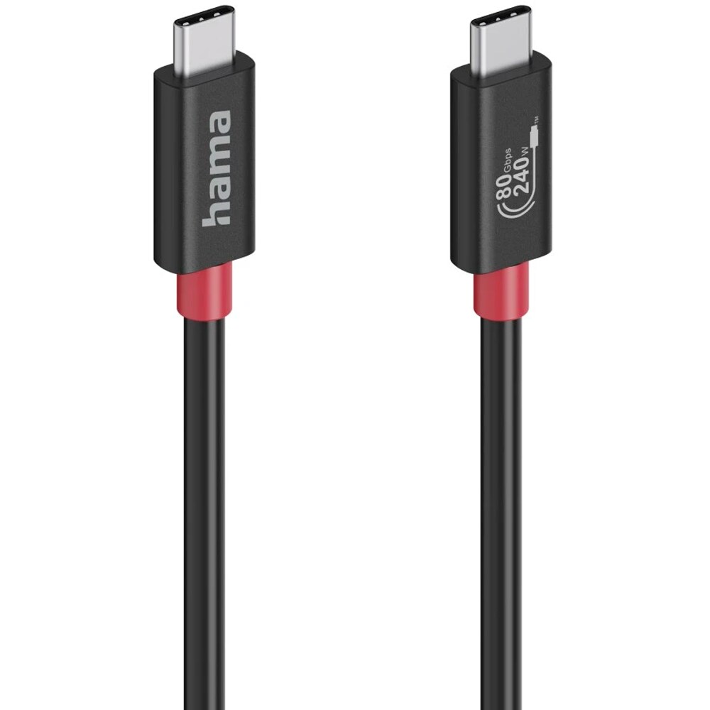 Cablu USB4 Gen4 USB-C - USB-C HAMA 200799, 80Gbps, 240W, 8K, 1m, negru