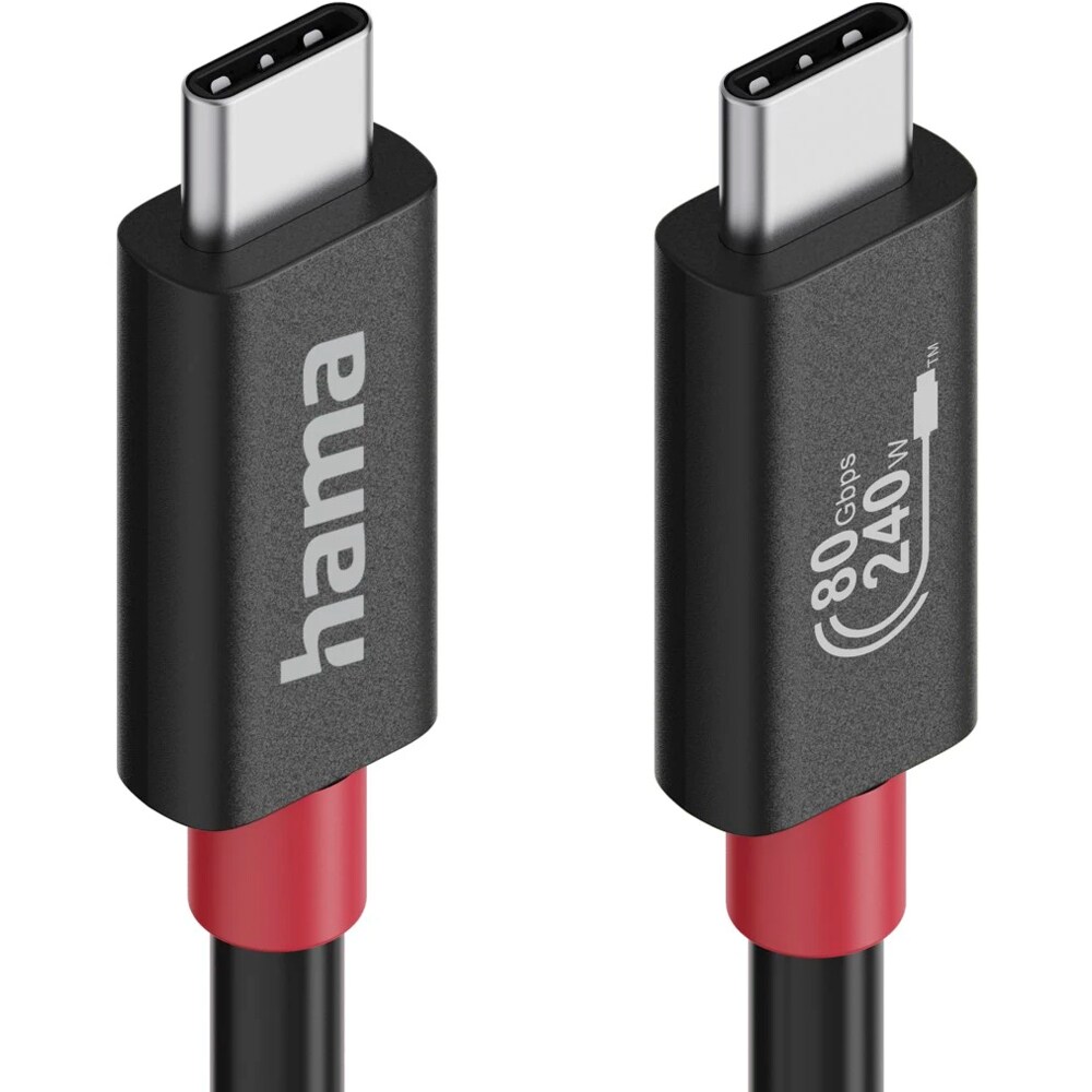 Cablu USB4 Gen4 USB-C - USB-C HAMA 200799, 80Gbps, 240W, 8K, 1m, negru