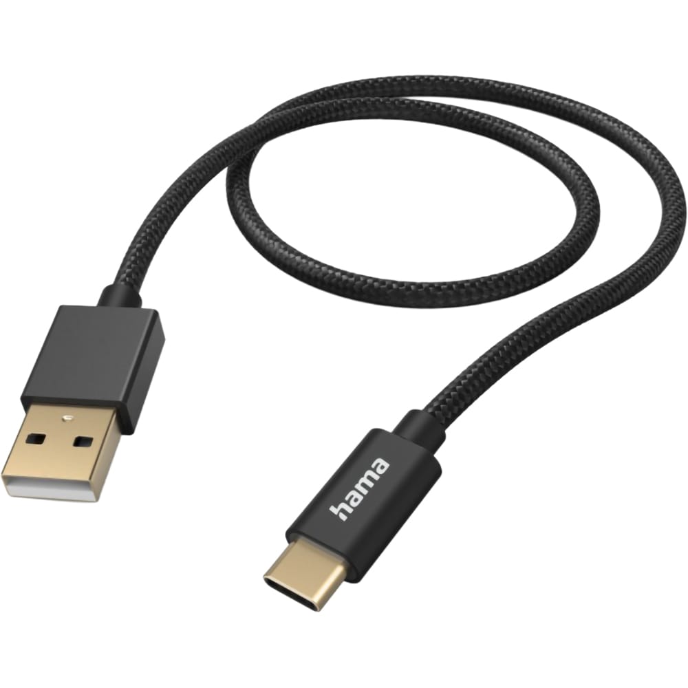 Cablu date HAMA Fabric 201545, USB-A - USB-C, 1.5m, negru