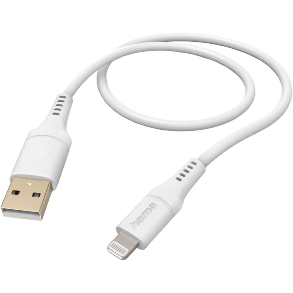 Cablu date HAMA Flexible 201568, USB-A - Lightning, 1.5m, alb