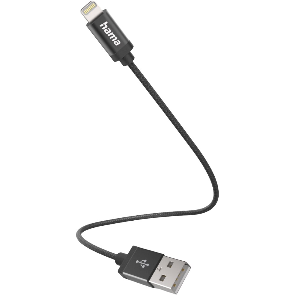 Cablu date HAMA 201578, USB-A - Lightning, 0.2m, negru