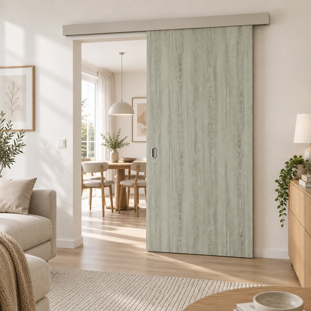 Sistem culisare usa, MDF, 170 cm, negru
