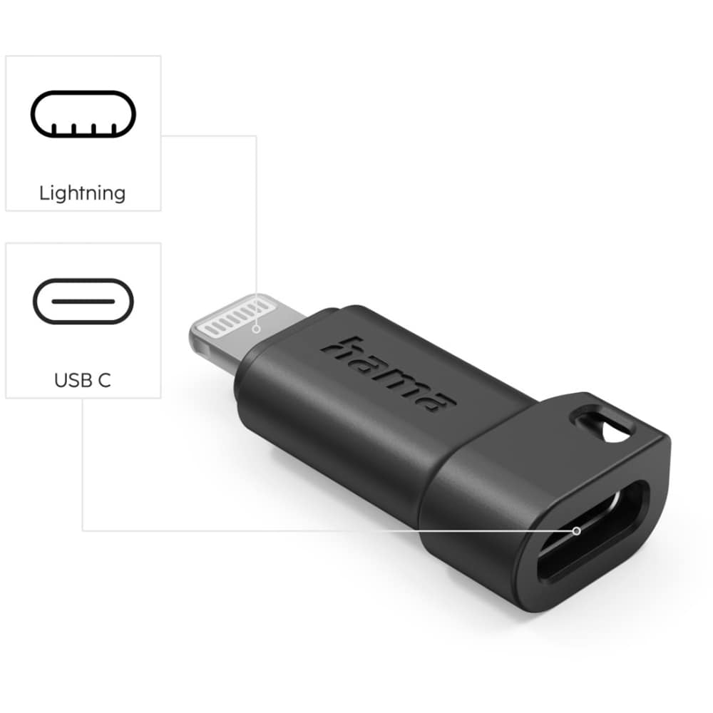 Adaptor HAMA 201734, USB-C - Lightning, negru
