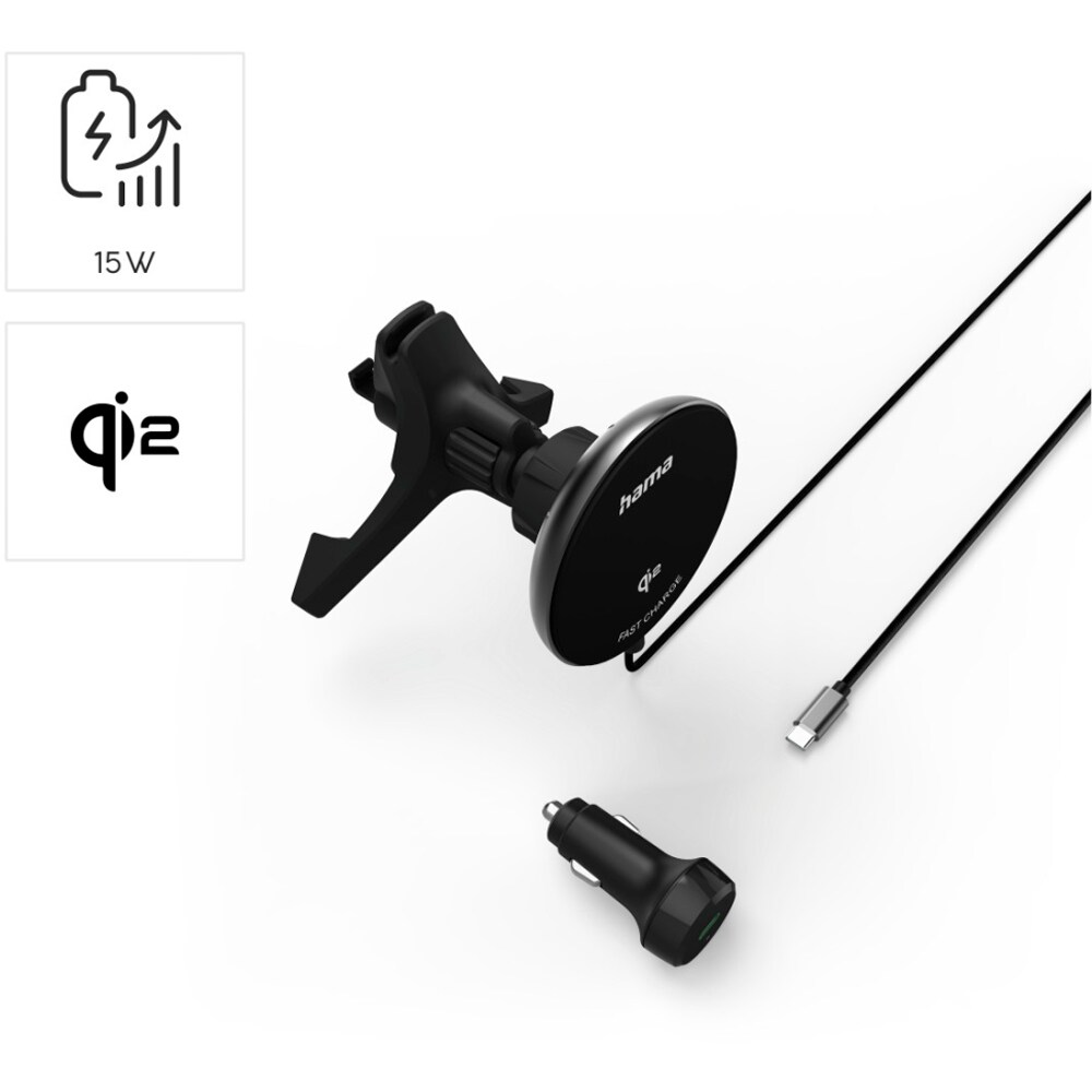 Incarcator Wireless auto HAMA 201736, 15W, MagSafe, negru