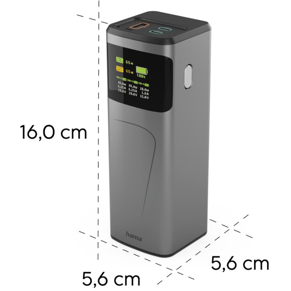 Baterie externa HAMA High Power 201741, 20000mAh, 2x USB-C, 1x USB-A, negru