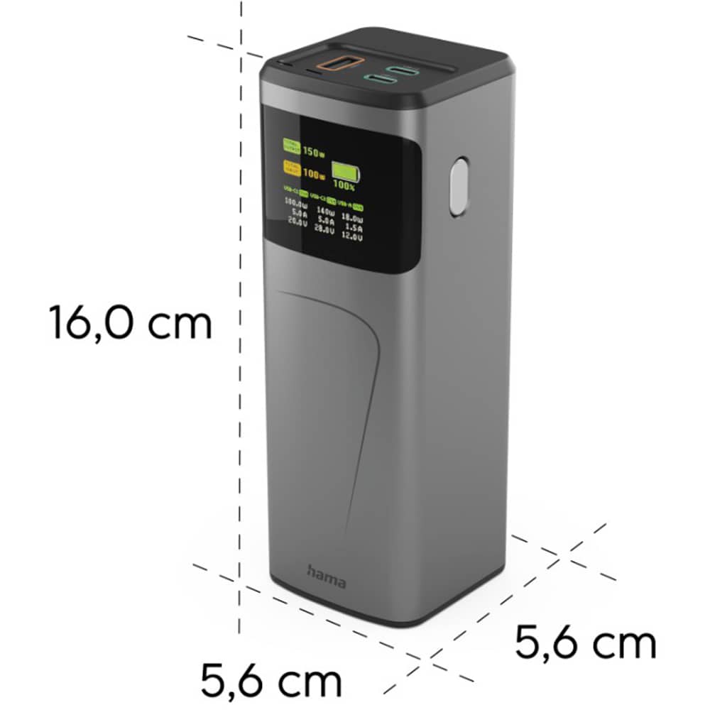 Baterie externa HAMA High Power 201742, 24000mAh, 2x USB-C, 1x USB-A, negru