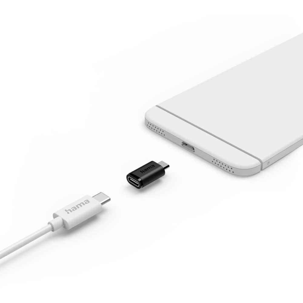 Adaptor HAMA 201744, Micro-USB - USB-C, 3 buc, negru