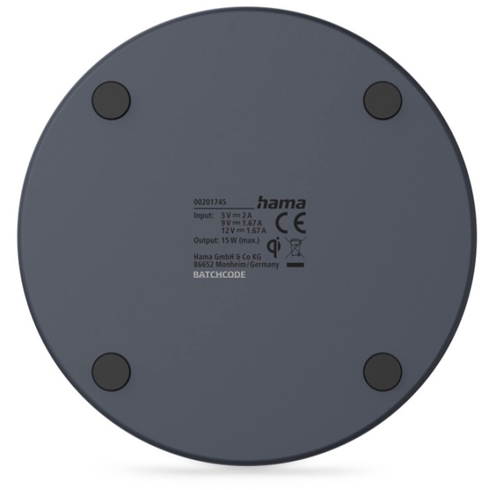 Incarcator wireless HAMA 201745, 15W, Qi, negru