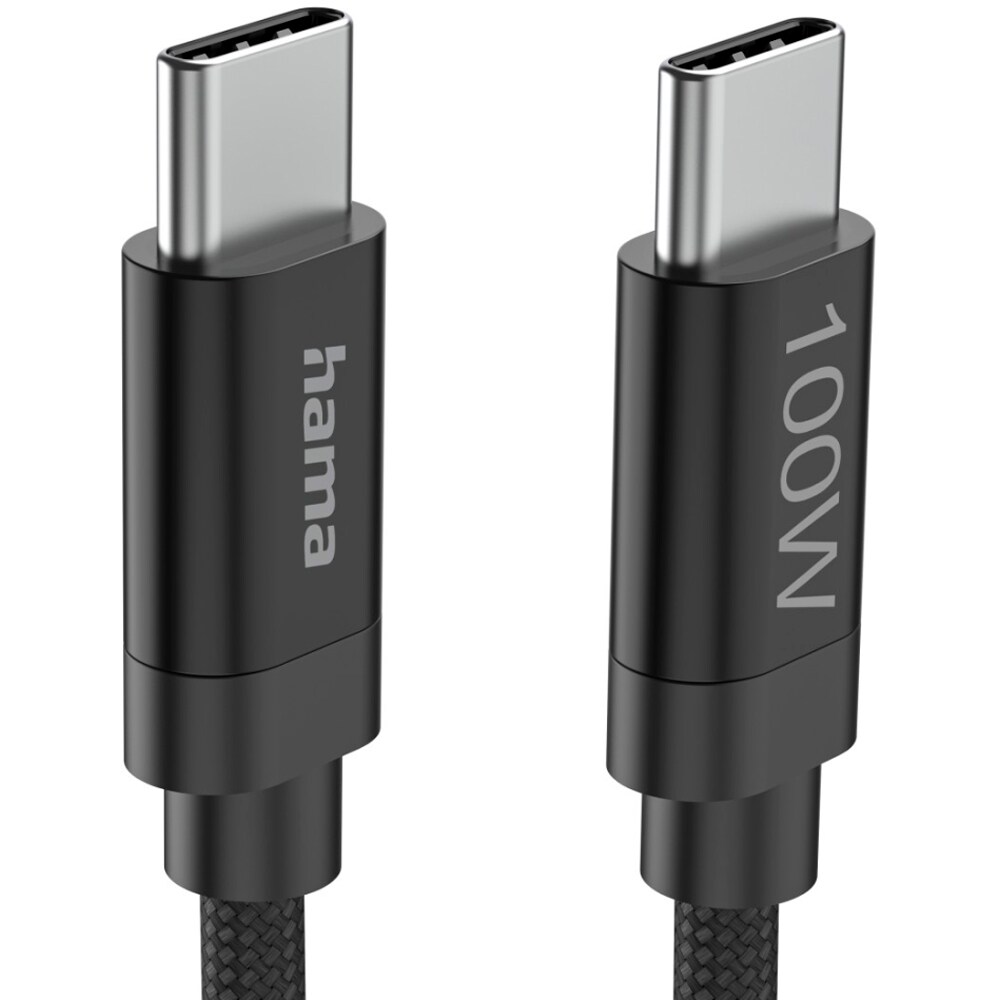 Cablu date HAMA Fabric 201749, USB-C - USB-C, 3m, negru