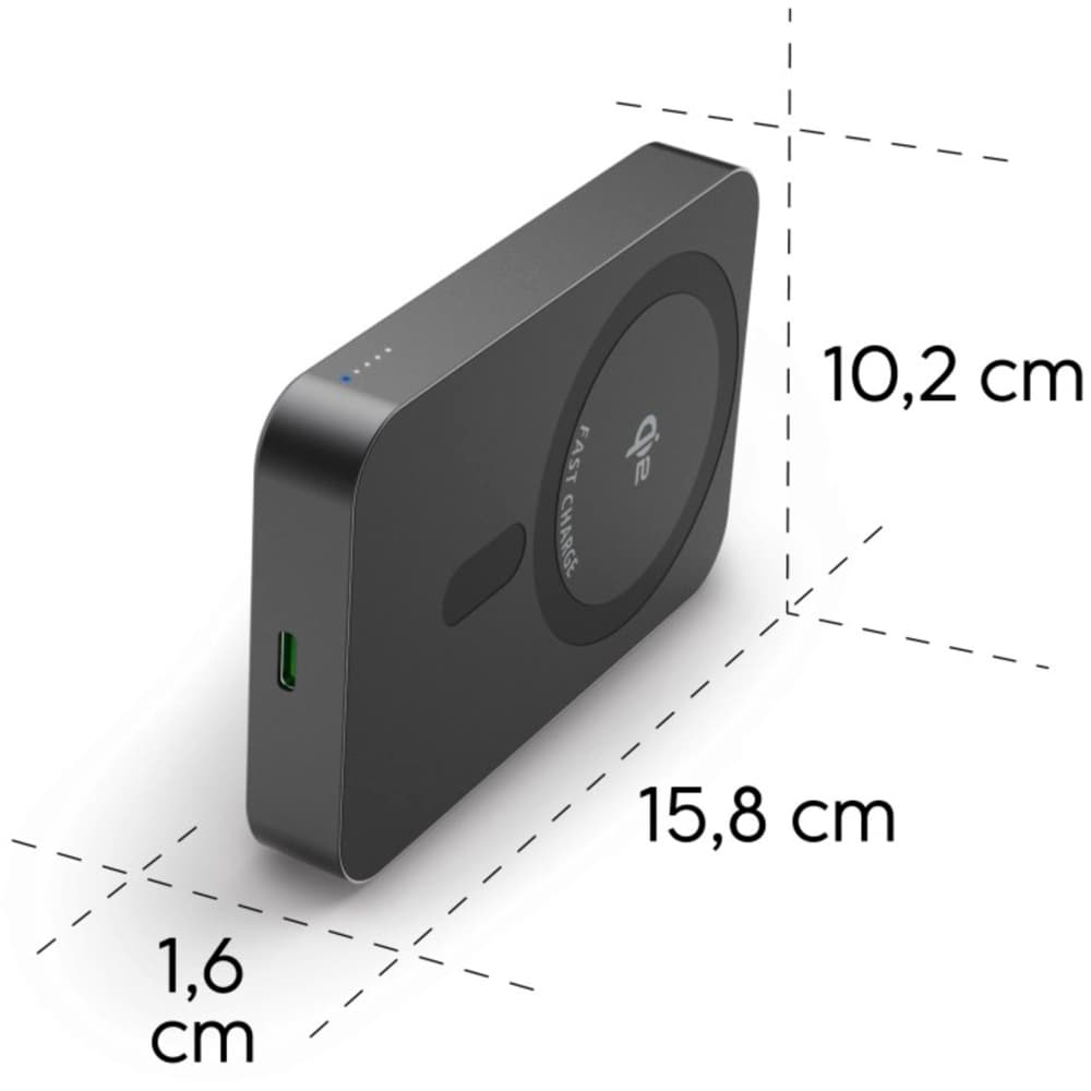 Baterie externa HAMA Qi2 201752, 10000 mAh, 1x USB-C, gri