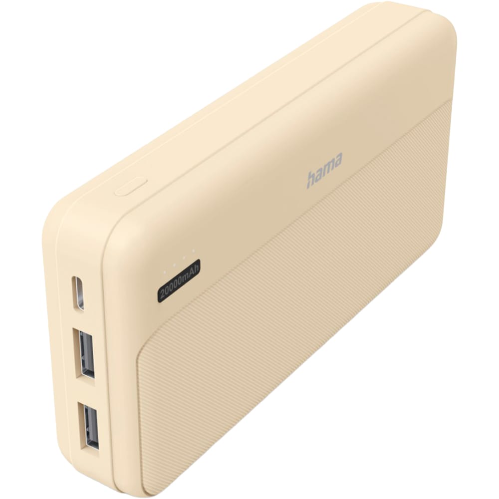 Baterie externa HAMA Pocket 20 201775, 20000mAh, 2x USB-A, 1x USB-C, Sand