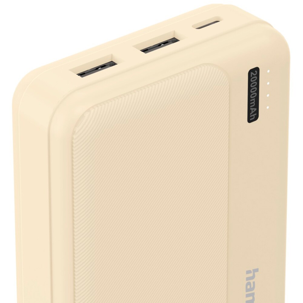 Baterie externa HAMA Pocket 20 201775, 20000mAh, 2x USB-A, 1x USB-C, Sand