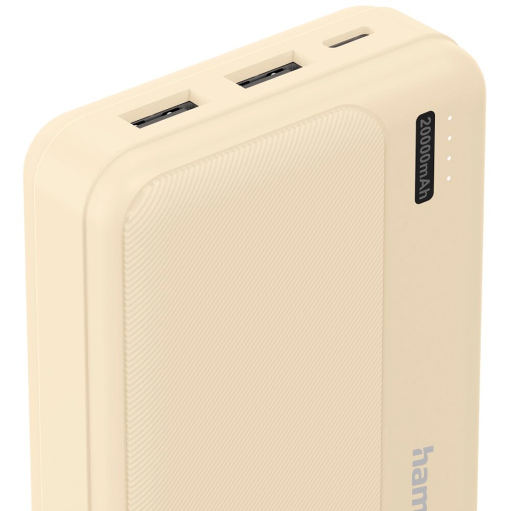 Baterie externa HAMA Pocket 20 201775, 20000mAh, 2x USB-A, 1x USB-C, Sand