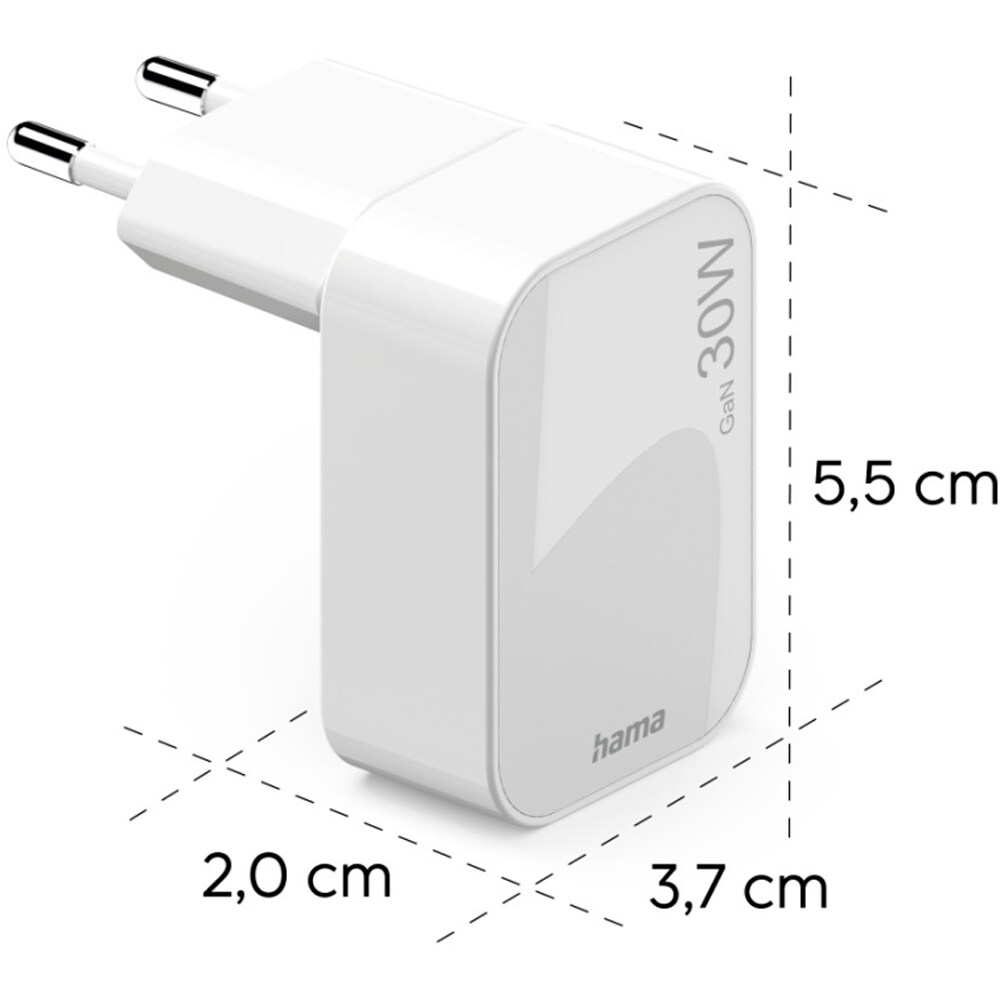 Incarcator retea HAMA 201954, USB-C, Power Delivery (PD) 30W, GaN, alb