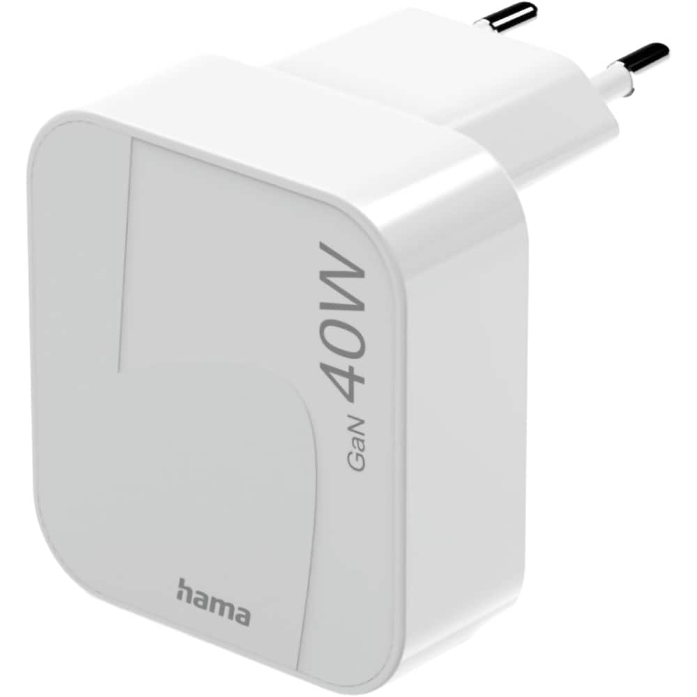 Incarcator retea HAMA 201955, 2x USB-C, Power Delivery (PD) 40W, GaN, alb