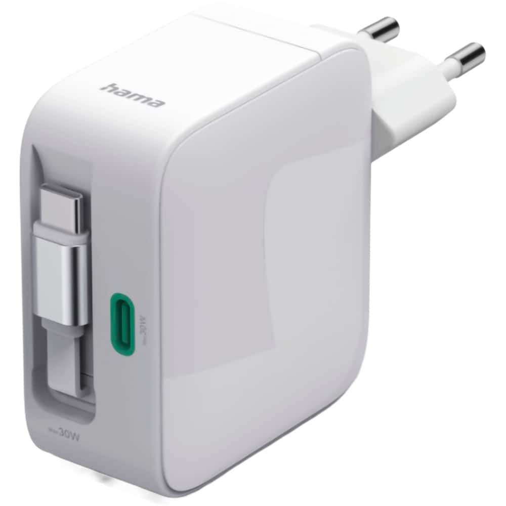 Incarcator retea HAMA 201956, 2x USB-C, Power Delivery (PD) 30W, GaN, alb