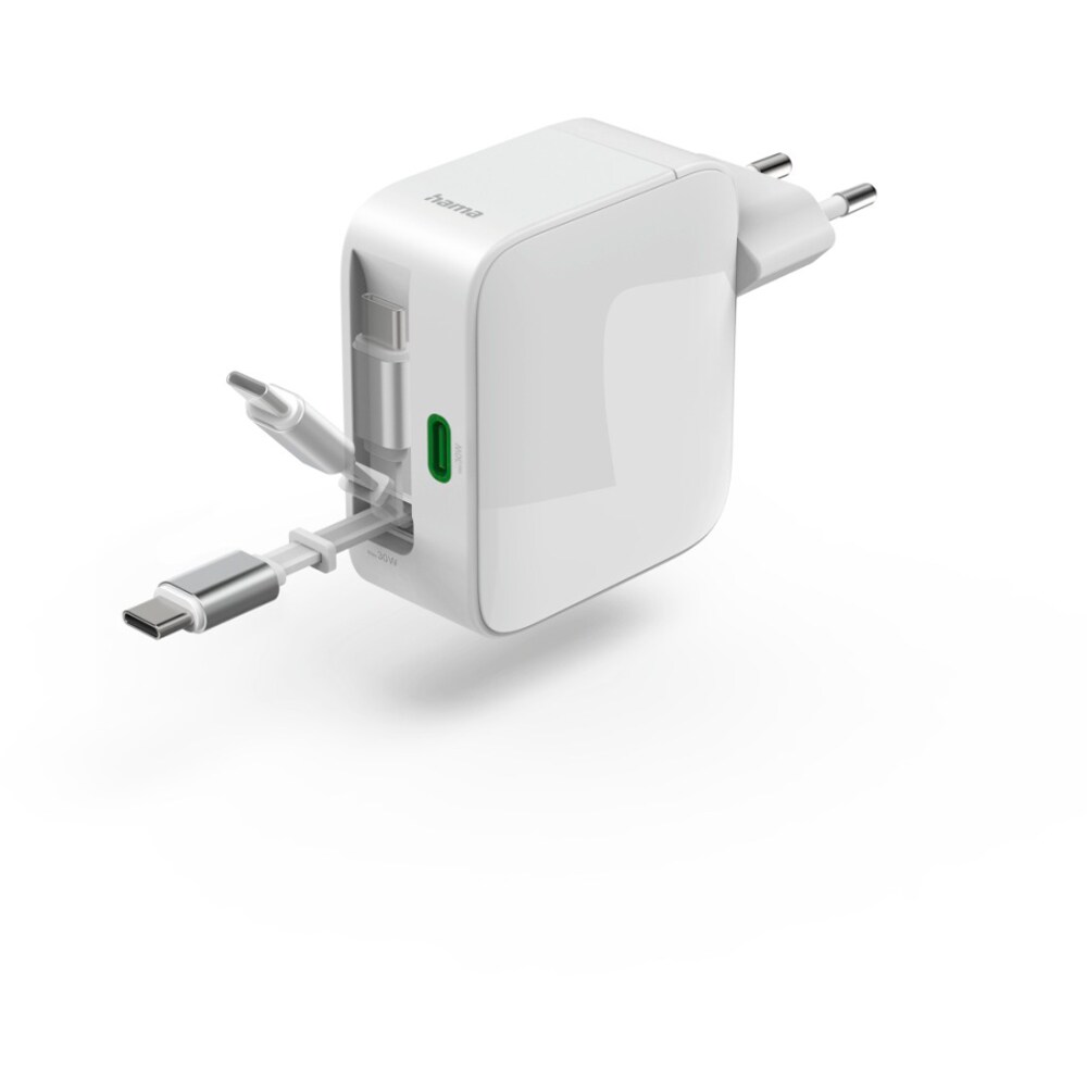 Incarcator retea HAMA 201957, 2x USB-C, Power Delivery (PD) 65W, GaN, alb