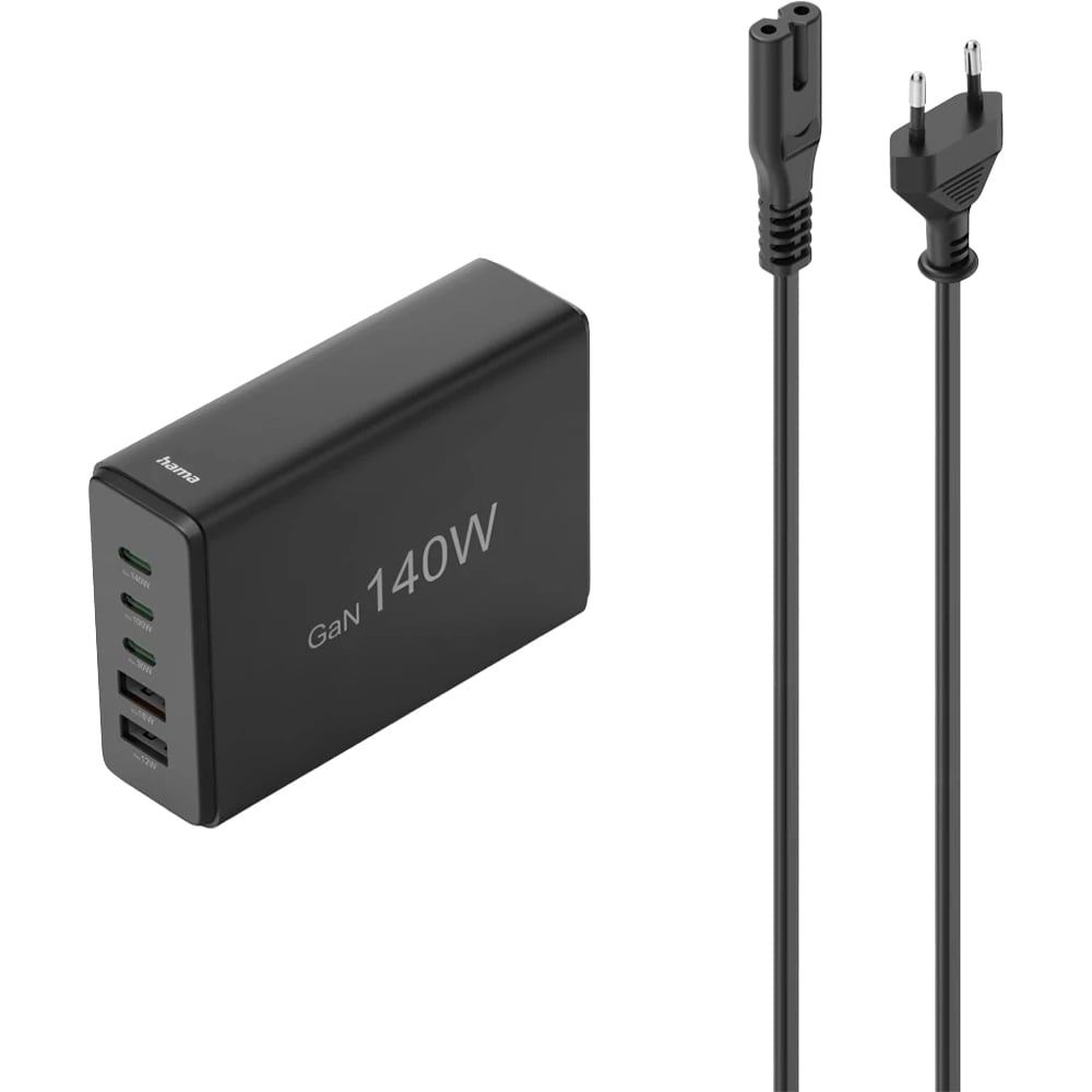 Statie incarcare HAMA 201978, 3x USB-C Power Delivery (PD) 140W, 2x USB-A, negru