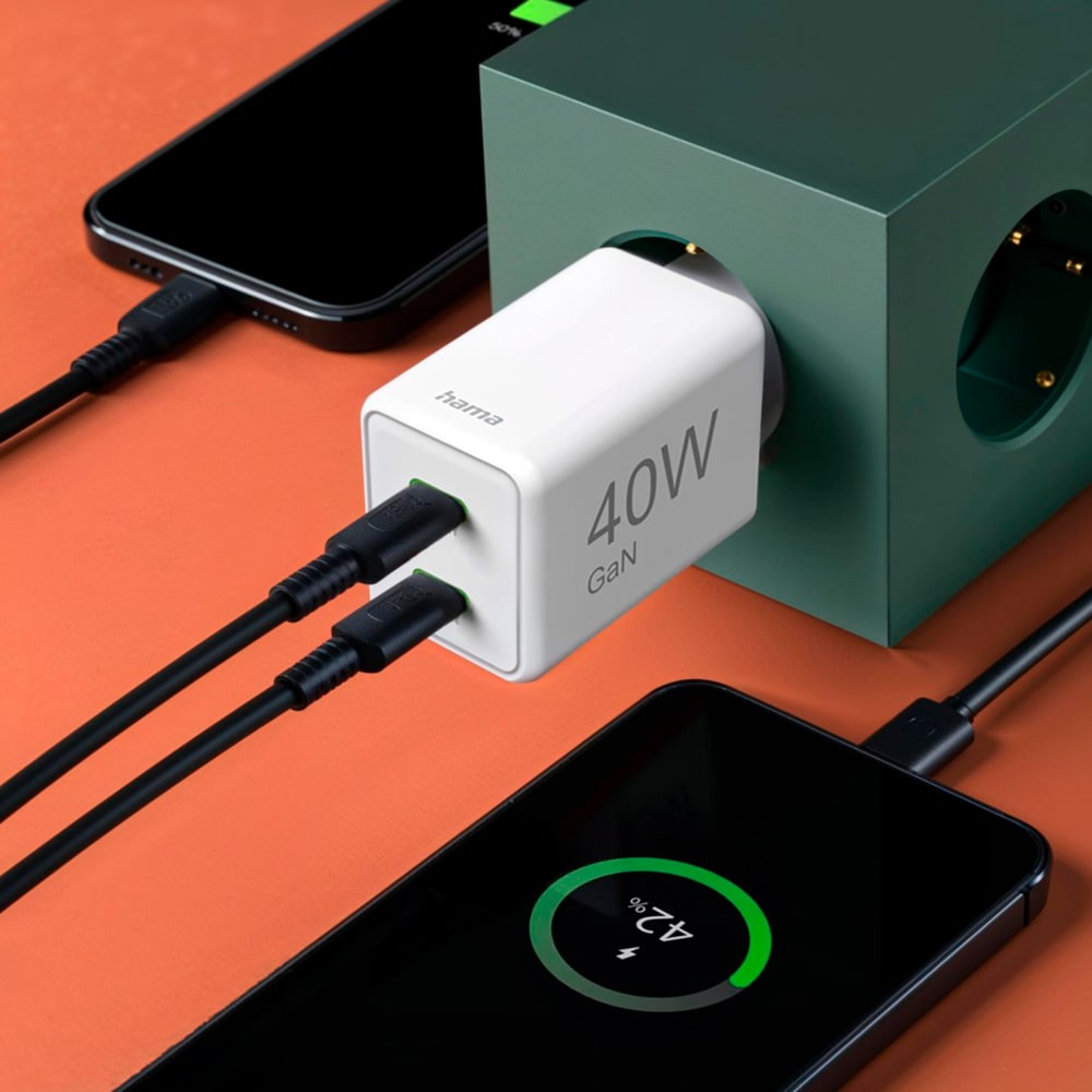 Incarcator retea HAMA 201989, 2x USB-C Power Delivery (PD) 40W, alb