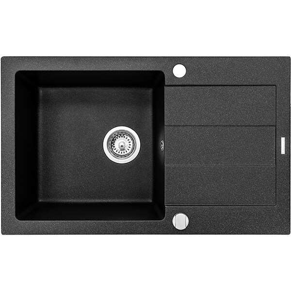 Pachet chiuveta PYRAMIS Class Plus Complete, compozit granit + baterie, negru