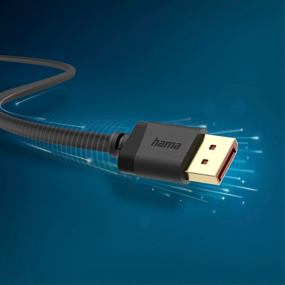 Cablu DisplayPort 2.1 HAMA 202010, 40 Gbps, 8K, 2m, negru