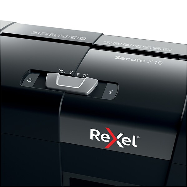 Distrugator documente manual REXEL SECURE X10, 10 coli, 18l, Cross-Cut, negru