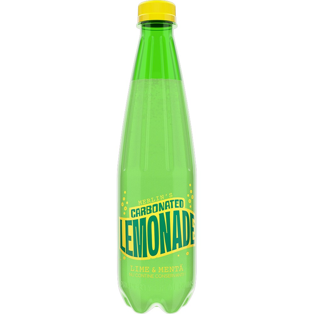 Limonada carbogazoasa MERLINS Lime & Menta bax 0.5L x 12 sticle