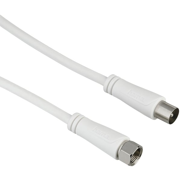 Cablu antena coaxial SAT F-Plug - Coax Plug HAMA 205294, 1.5m, 90dB, alb