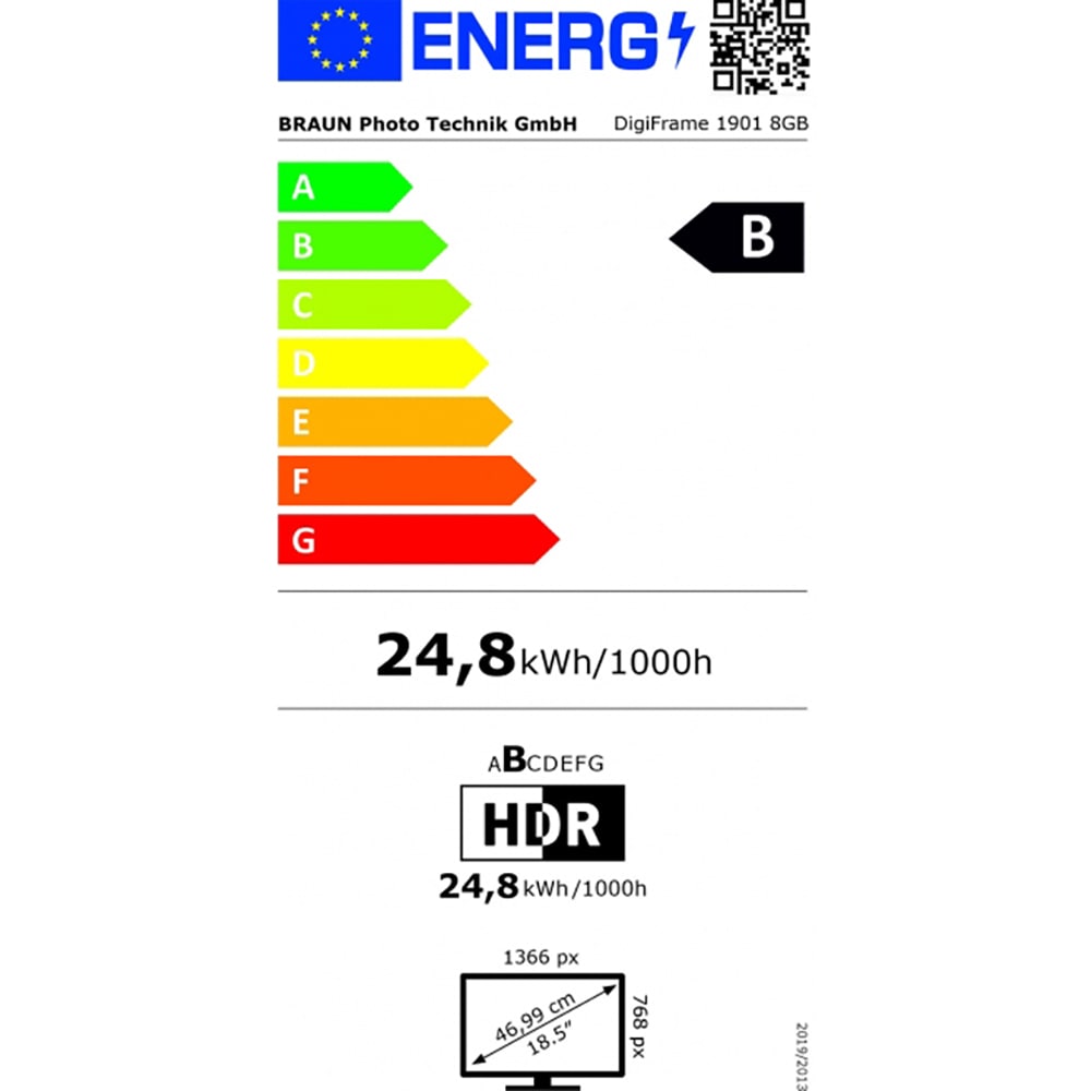 Rama foto digitala BRAUN DigiFrame 1901, 18,5", 1366 x 768px, negru