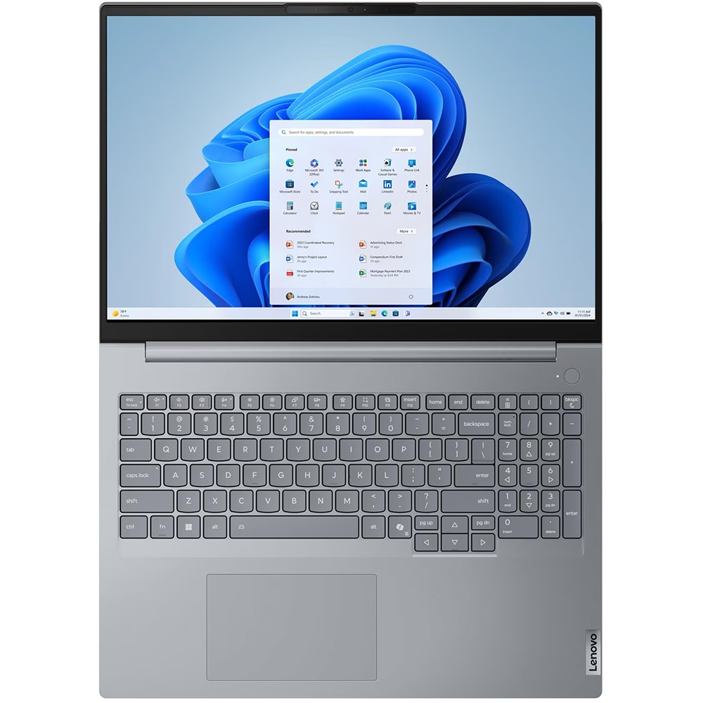 Laptop LENOVO ThinkBook 16 G8 IAL, Intel Core Ultra 5 135H pana la 4.6GHz, 16" WUXGA, 16GB, SSD 512GB, Intel Arc Graphics, Free DOS, Arctic Grey