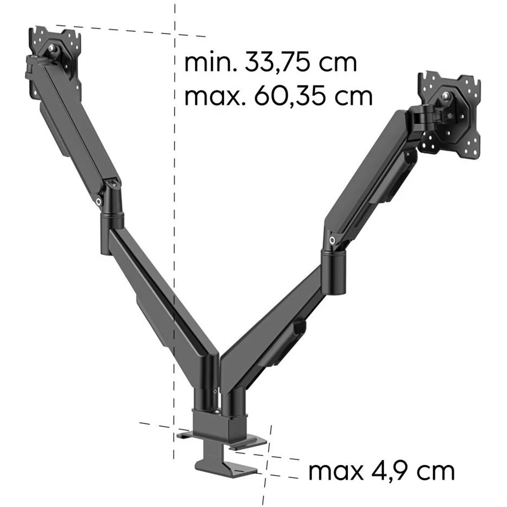 Suport monitor birou HAMA Dynamic Flex 220907, 17-35", Gaz, Reglabil, 15kg