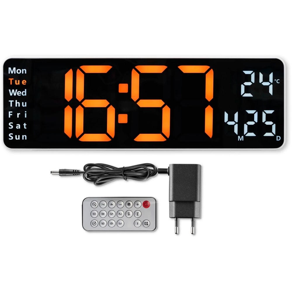 Ceas digital HAMA Santa Cruz, termometru, telecomanda, alb-negru