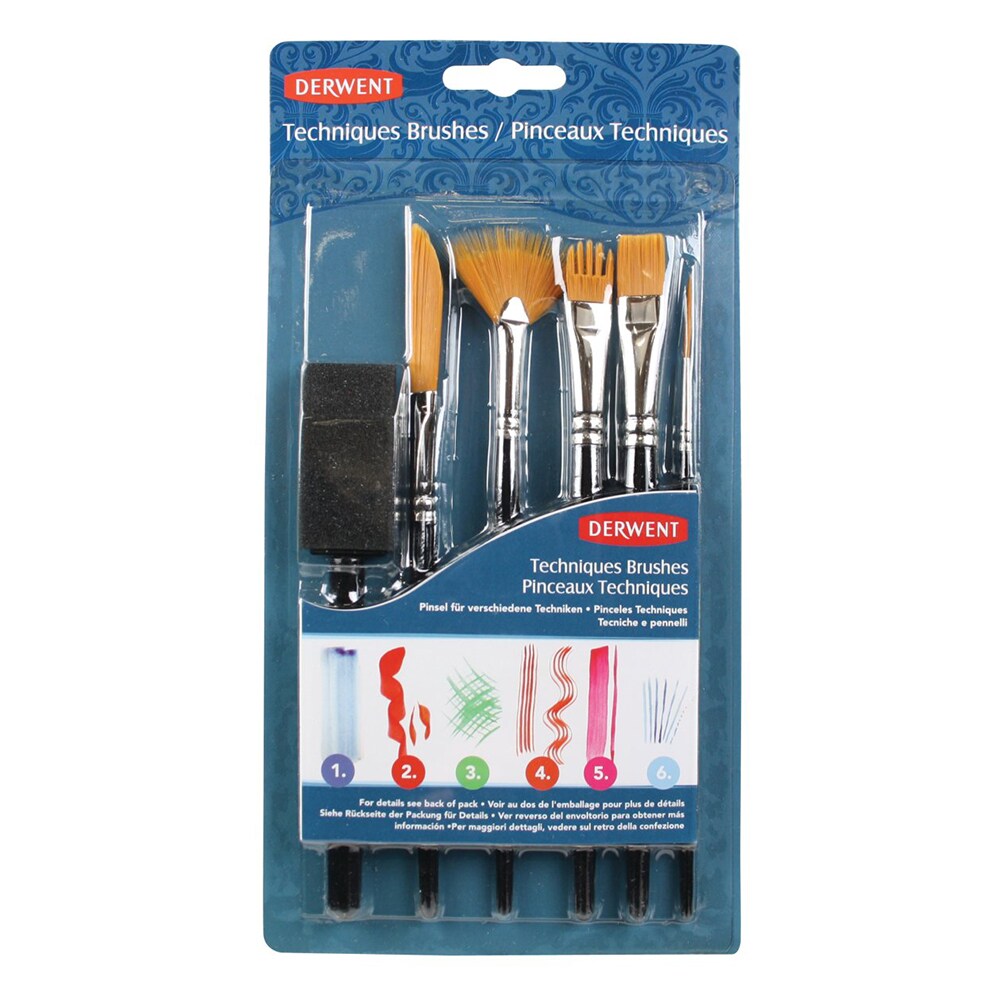Set pensule DERWENT, 6 bucati, diverse dimensiuni, negru