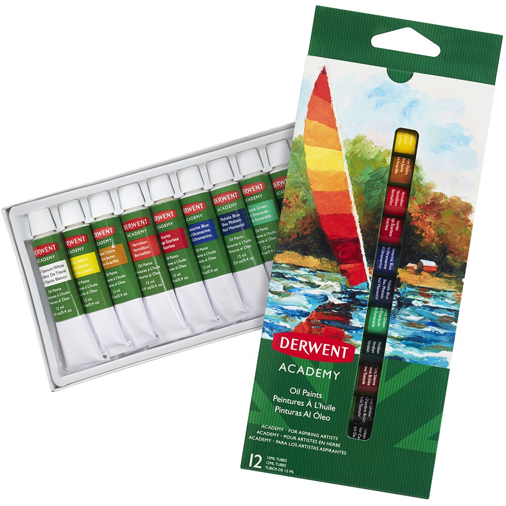 Tempera pe baza de ulei DERWENT, 12 culori