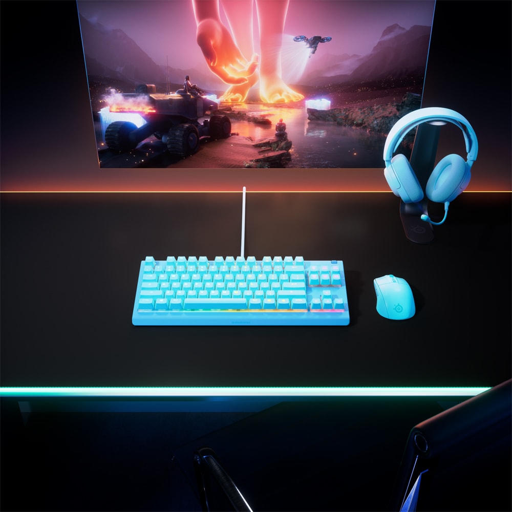 Tastatura Gaming STEELSERIES Apex 3 TKL, USB, Layout US, albastru