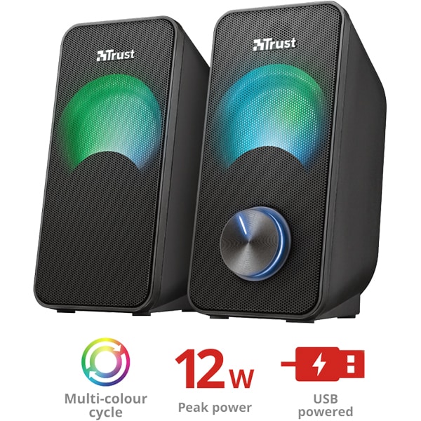 Boxe TRUST Arys Compact 23120, 2.0, 6W, RGB, negru
