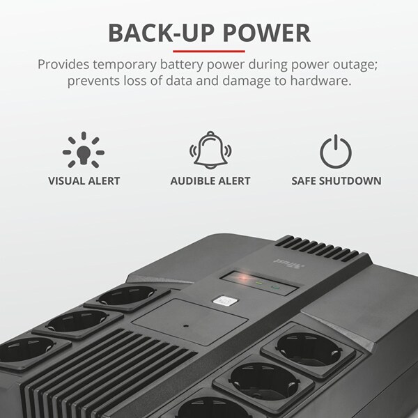 Unitate UPS TRUST Maxxon 23326, 800VA, AVR, Schuko
