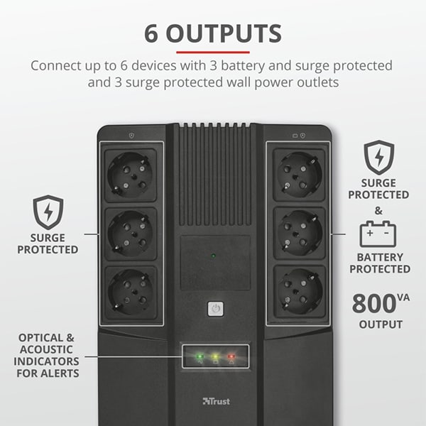 Unitate UPS TRUST Maxxon 23326, 800VA, AVR, Schuko
