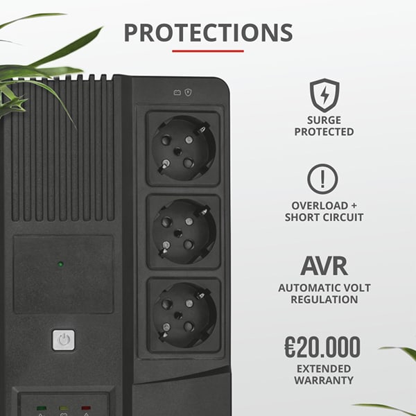 Unitate UPS TRUST Maxxon 23326, 800VA, AVR, Schuko