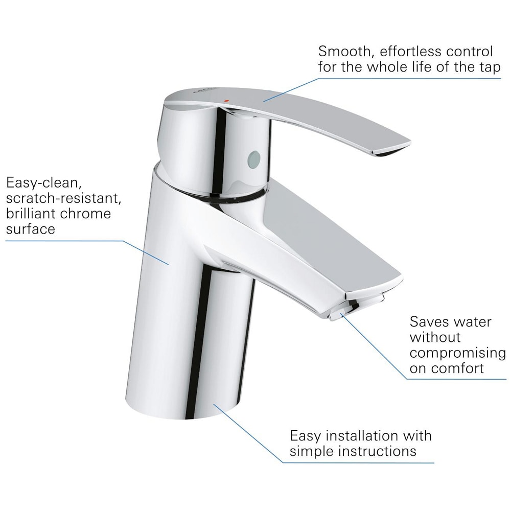 Baterie lavoar GROHE Concetto 23451001, marimea M, alama, crom