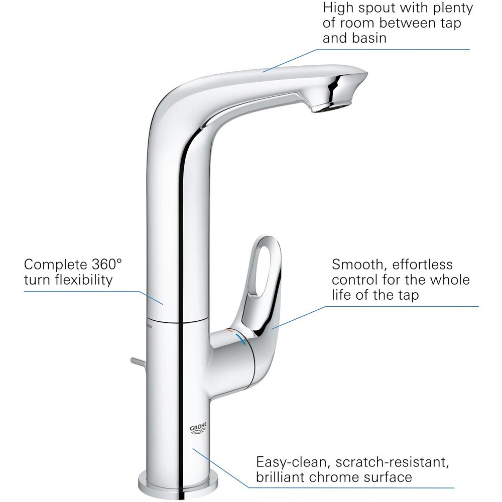 Baterie lavoar GROHE Eurostyle 23569003, marimea L, alama, crom